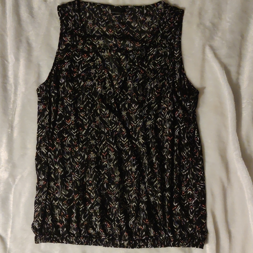 Torrid Black And Pink Faux Wrap V Neck Bubble Tank Blouse Size 0x